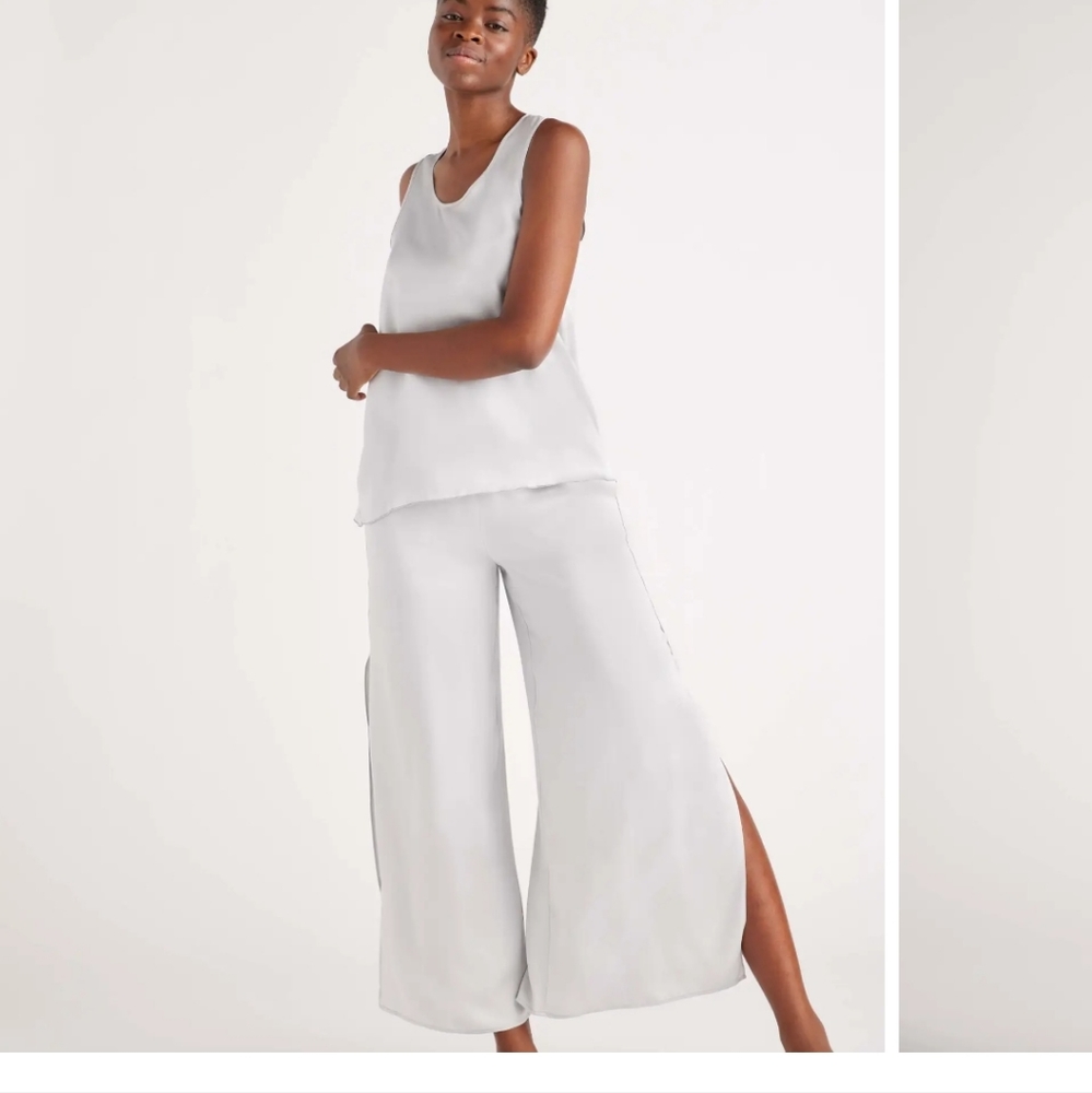 Quince Washable Silk Pajama Tank & Pants Set in Ivory M
